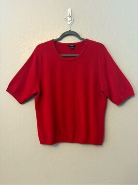 Prive short sleeve red 100% cashmere sweater size XL